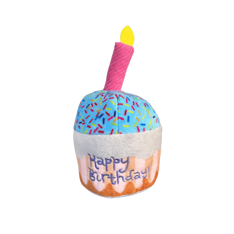 Peluche cupcake de cumpleaños para mascotas