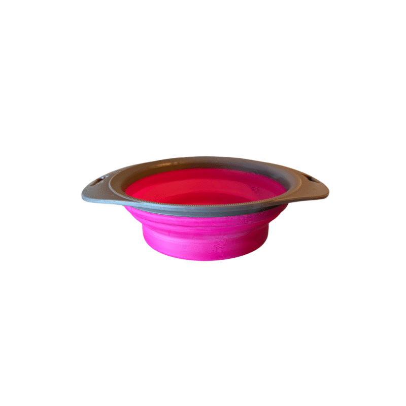 Plato de Goma Plegable Portátil para Mascotas Rosado