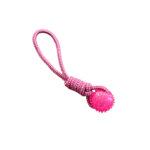 Juguete Mordedor con Cuerda y Pelota Texturizada para Perros Rosado