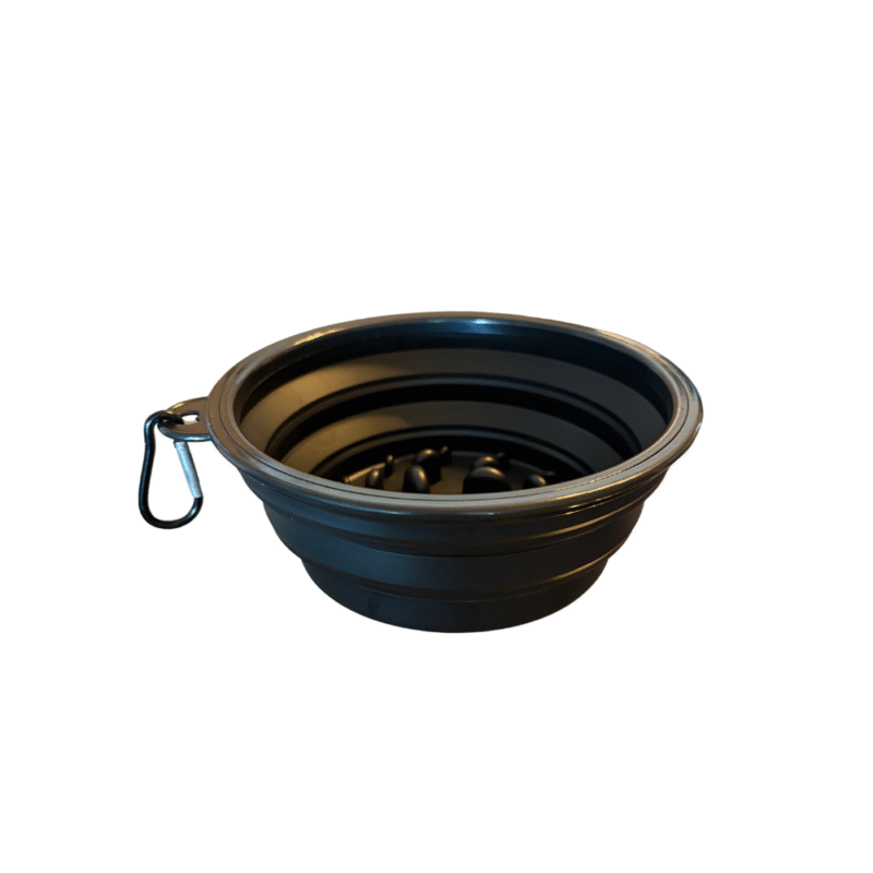 Plato de Goma Plegable Portátil de Alimentación Lenta para Mascotas Negro
