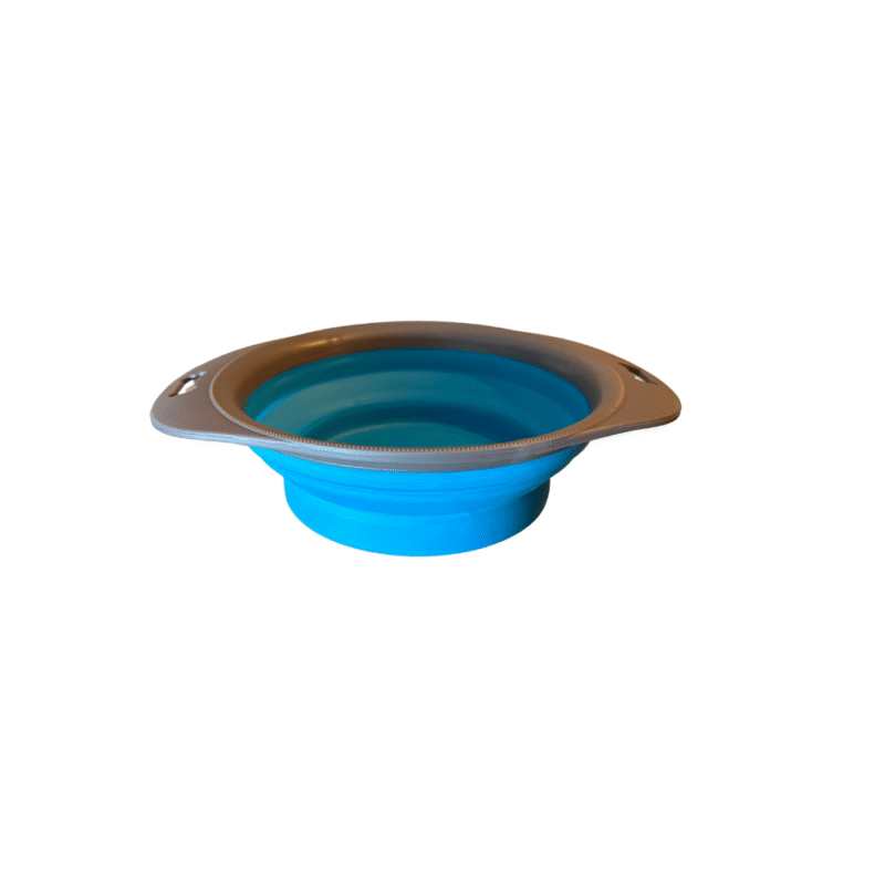 Plato de Goma Plegable Portátil para Mascotas Celeste