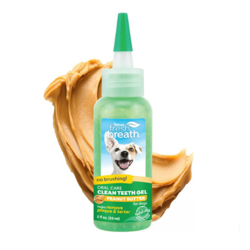 Gel de Limpieza Dental Mantequilla de Maní Tropiclean para Perros
