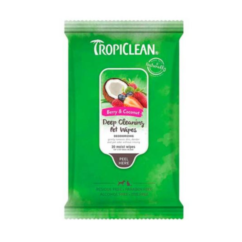 Toallitas de Limpieza Profunda Berry & Coco Tropiclean para Mascotas
